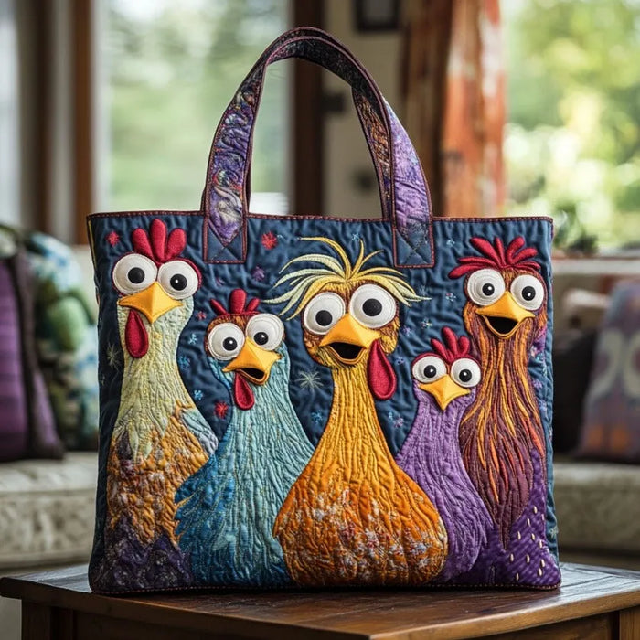 Artisan Bag - Five Colorful Chickens 1