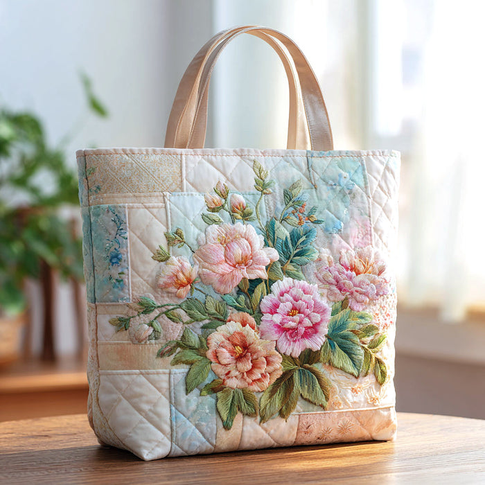 Flower Bloom Quilted Tote Bag 1