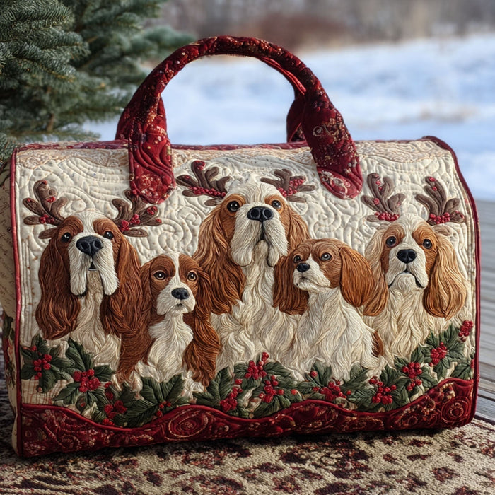 Christmas Spaniel Quilted Duffle Bag 1
