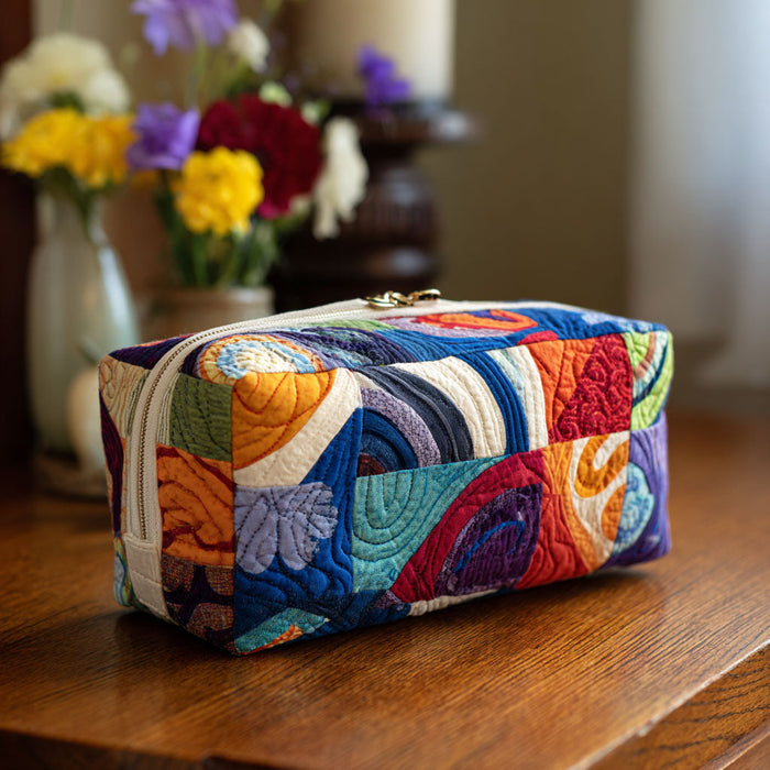 Groovy Waves Quilted Makeup Bag 1