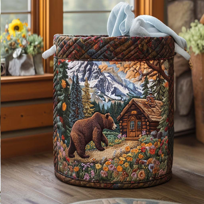 Bear's Cabin Quilted Laundry Basket 1