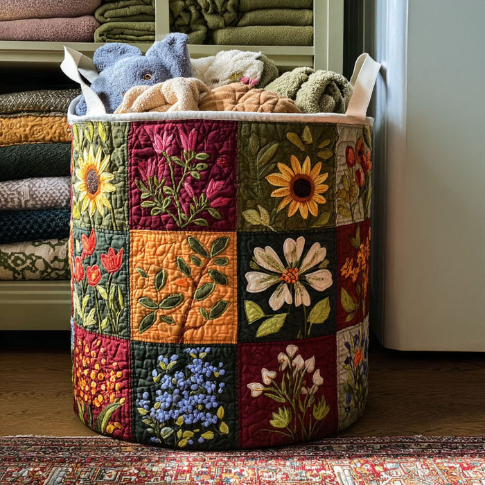Bloom Shine Quilted Laundry Basket 1