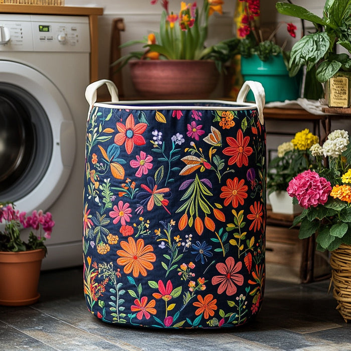 Bohemian Patchwork Quilted Laundry Basket 1