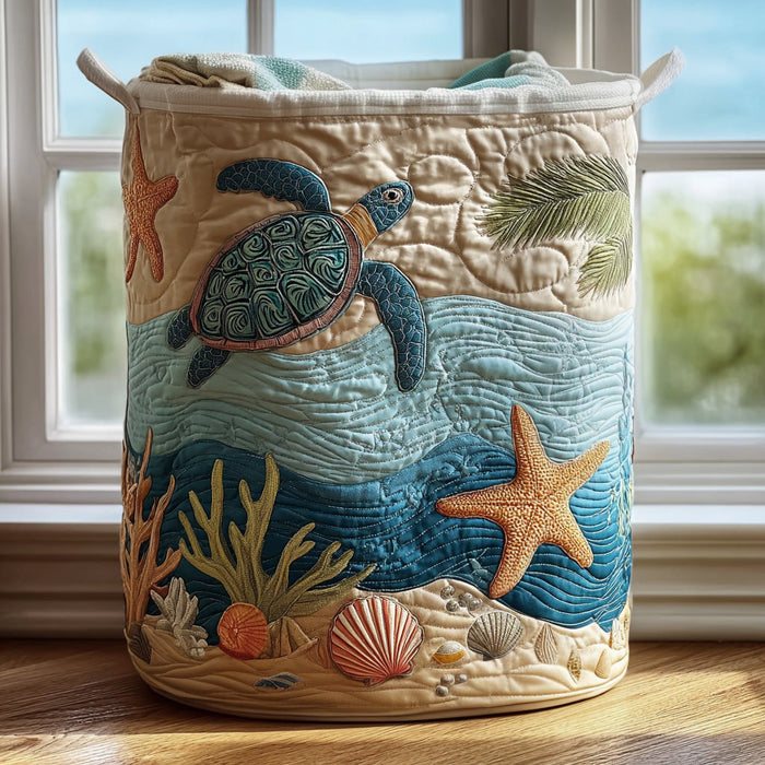 Coastal Harmony Quilted Laundry Basket 1