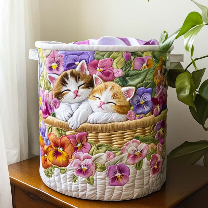 Feline Chaos Quilted Laundry Basket 1