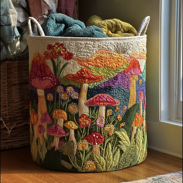 Garden at Dawn Quilted Laundry Basket 1