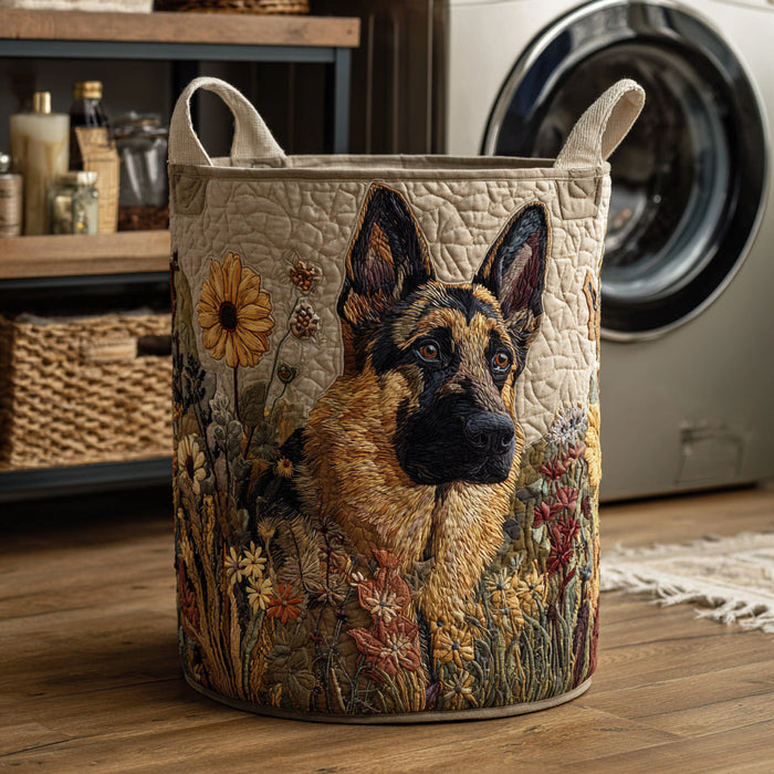 German Shepherd II Quilted Laundry Basket 1