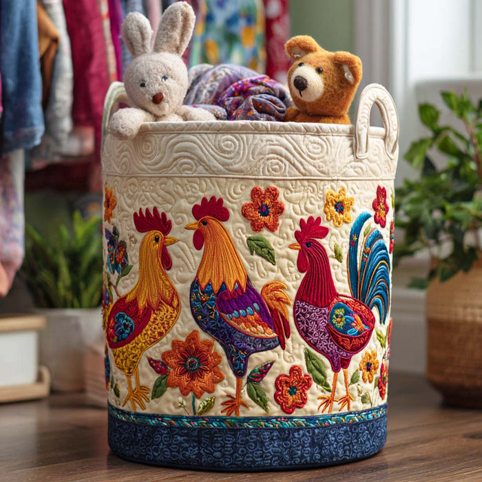Hen's Hideaway Quilted Laundry Basket 1
