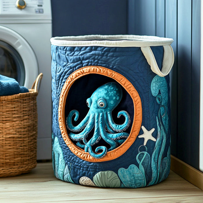 Hidden Octopus Quilted Laundry Basket 1