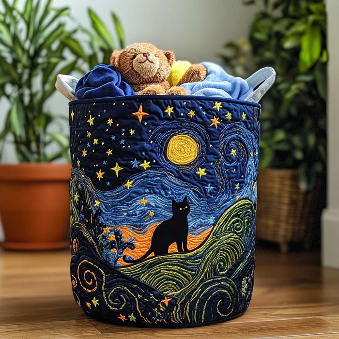 Lazy Whiskers Quilted Laundry Basket 1