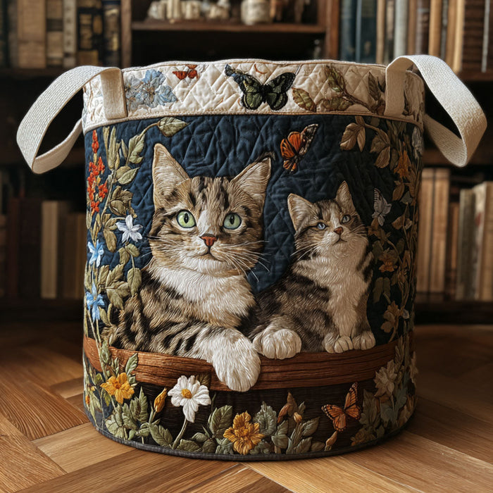 Paws in the Garden Quilted Laundry Basket 1