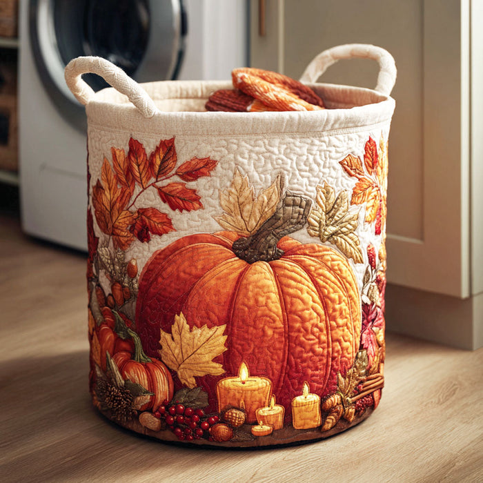 Pumpkin Quilted Laundry Basket 1