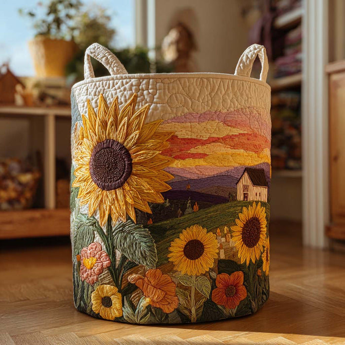 Radiant Sun Quilted Laundry Basket 1