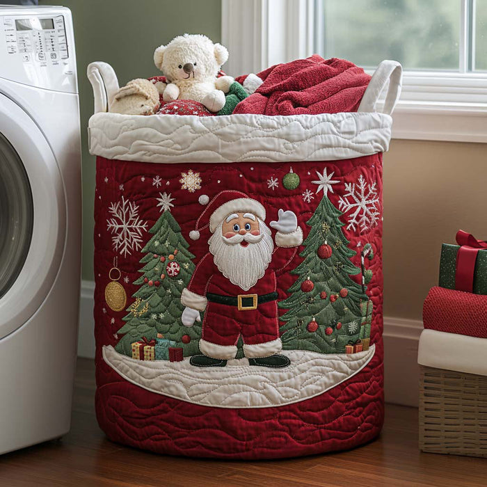 Santa's Joy Quilted Laundry Basket 1