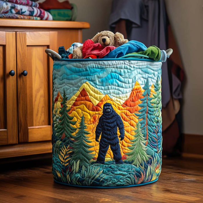 Sasquatch from the Mountains Quilted Laundry Basket 1