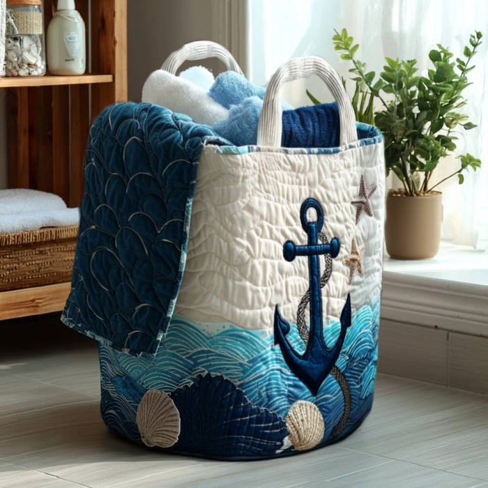 Set Sail Quilted Laundry Basket 1
