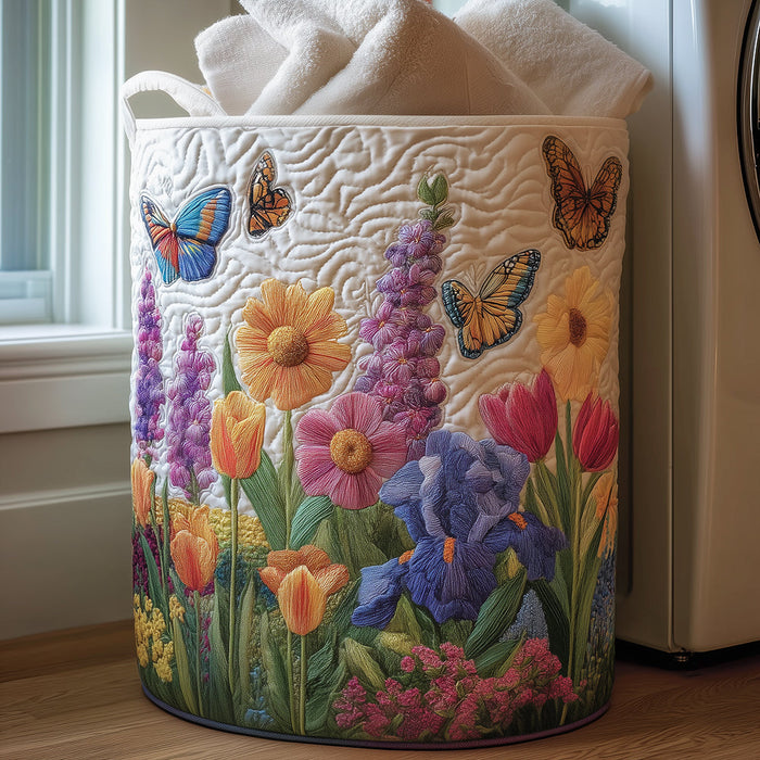 Spring Flower Quilted Laundry Basket 1