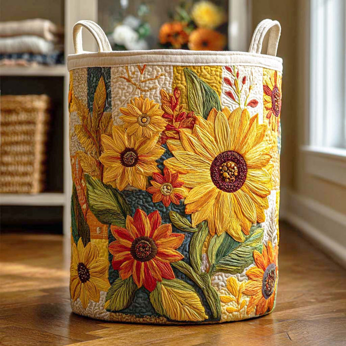 Sunflower II Quilted Laundry Basket 1