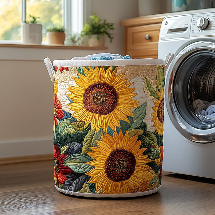 Sunflower Quilted Laundry Basket 1