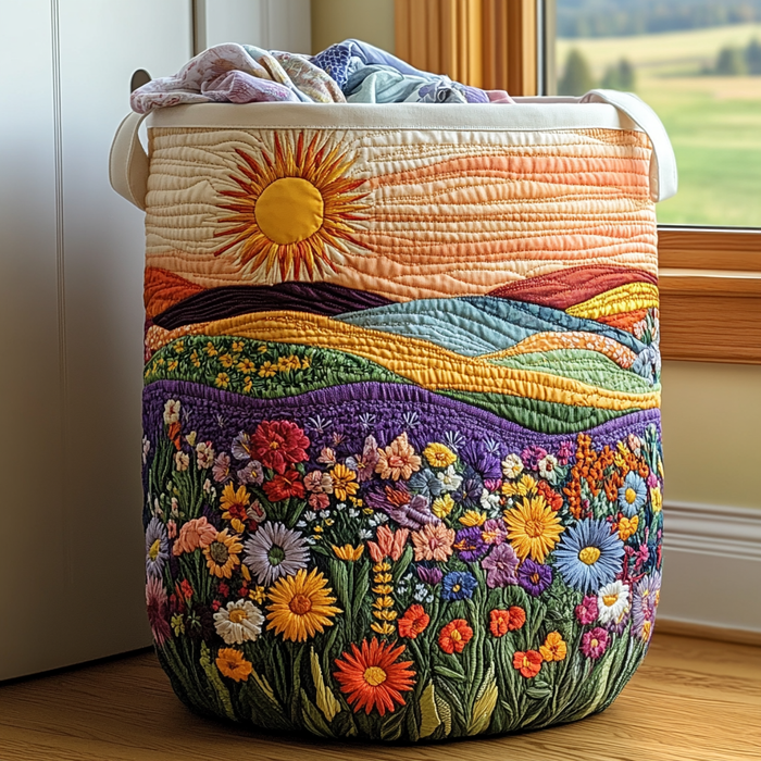 Sunny Bloom Quilted Laundry Basket 1