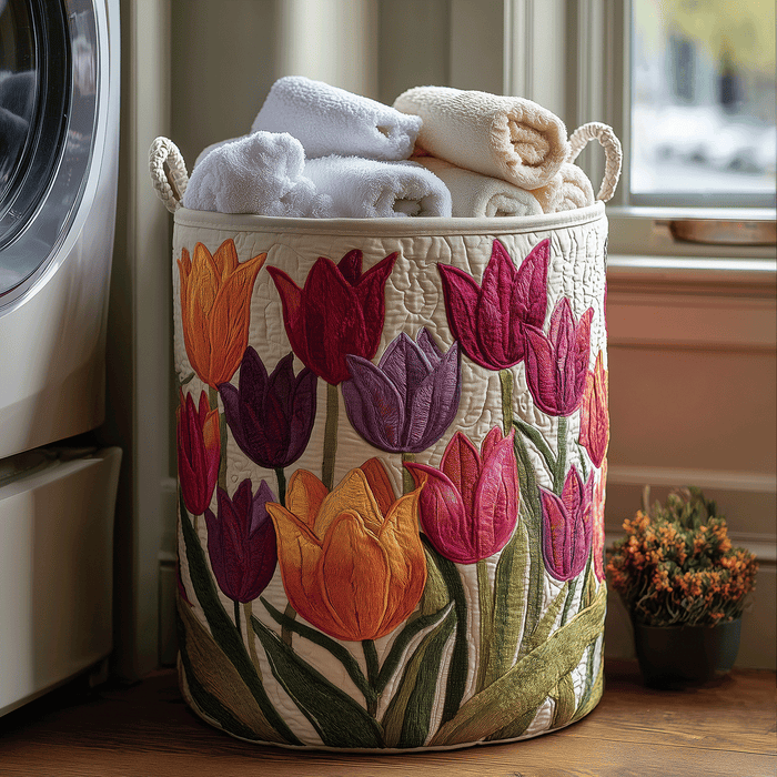 Tulip Joy Quilted Laundry Basket 1