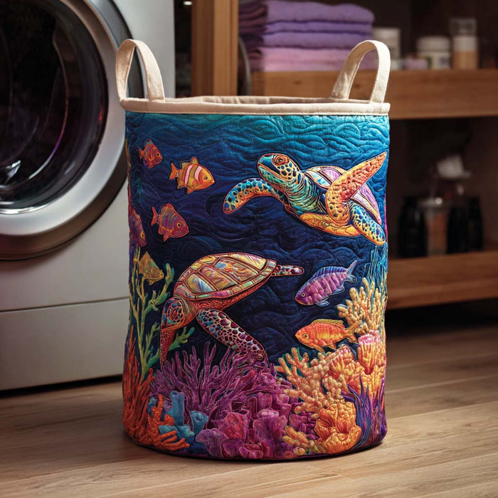 Turtle Bay II Quilted Laundry Basket 1