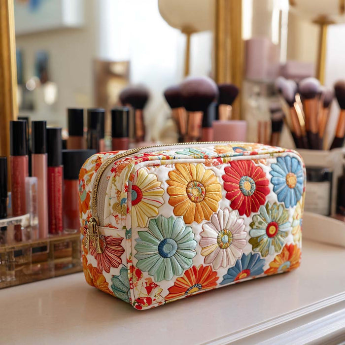 Shining Petals Quilted Makeup Bag 1