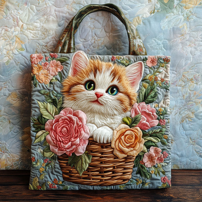 Kitty Bloom Quilted Tote Bag 1