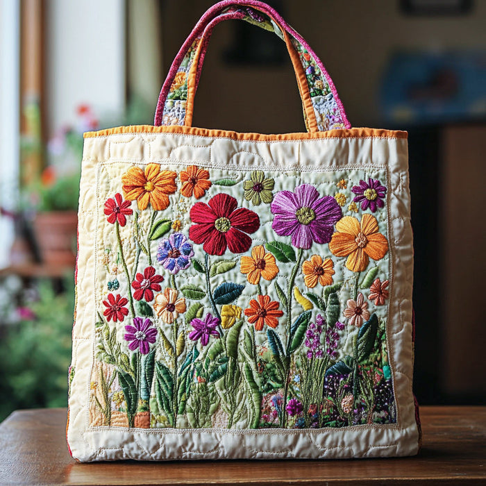 Blooming Garden Quilted Tote Bag 1