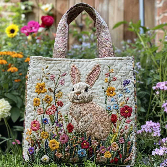 Bunny Flower Quilted Tote Bag 1