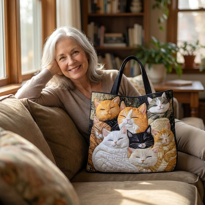 Artisanal Quilted Bag - Sleeping Kittens 5