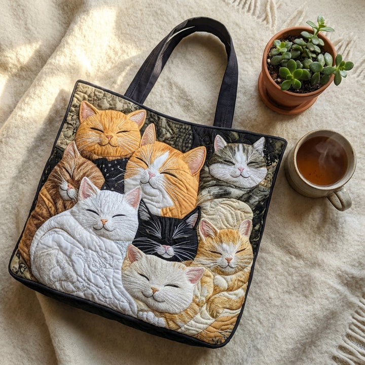 Artisanal Quilted Bag - Sleeping Kittens 6