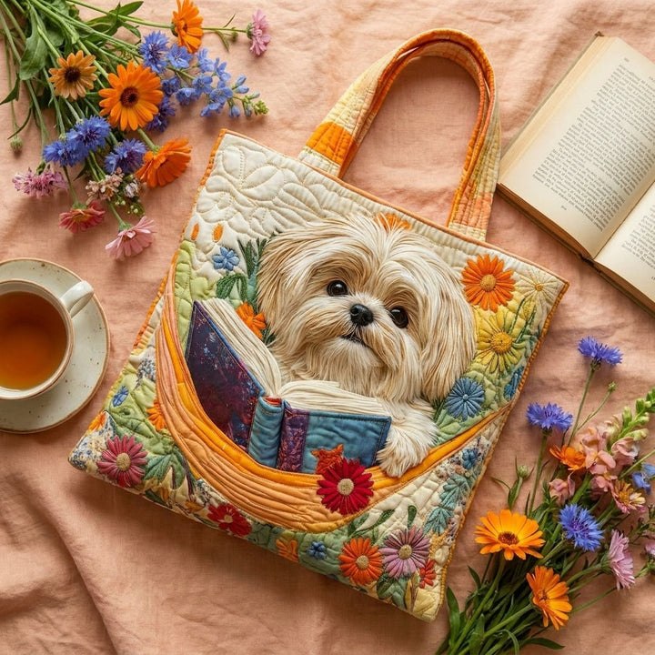 Artisanal Bag - Shih Tzu with Books and Flowers 5