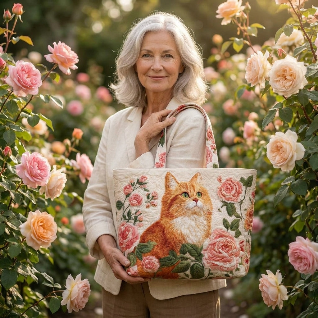 Artisan Bag - Orange Cat with Roses 2