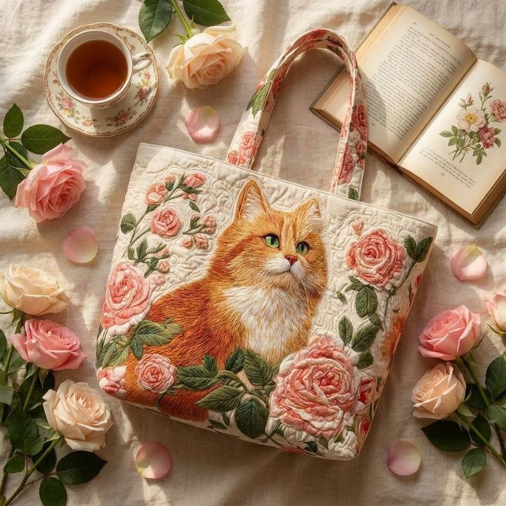 Artisan Bag - Orange Cat with Roses 3