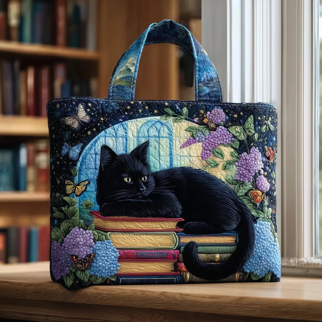 Artisanal Bag - Black Cat on Books 1