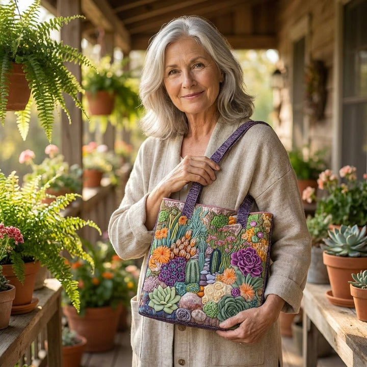 Artisanal Tote Bag - Succulent Garden 5