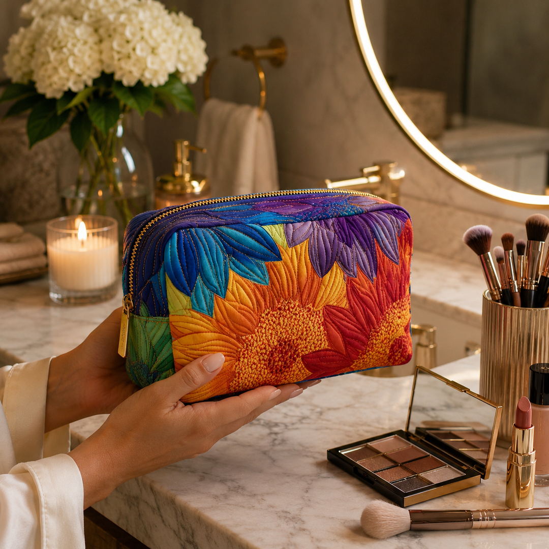 Summer Bloom Quilted Makeup Bag 9