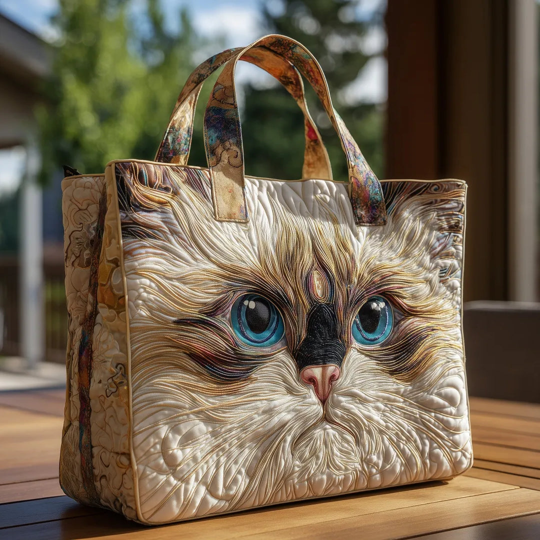 Artisanal Bag - White Cat with Blue Eyes 1