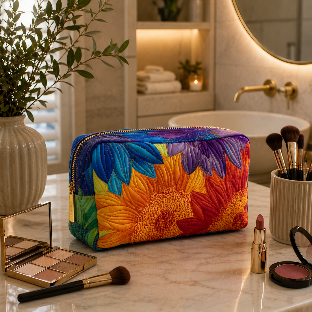 Summer Bloom Quilted Makeup Bag 8