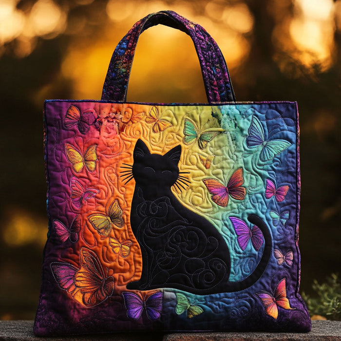Silhouette Cat Quilted Tote Bag 1