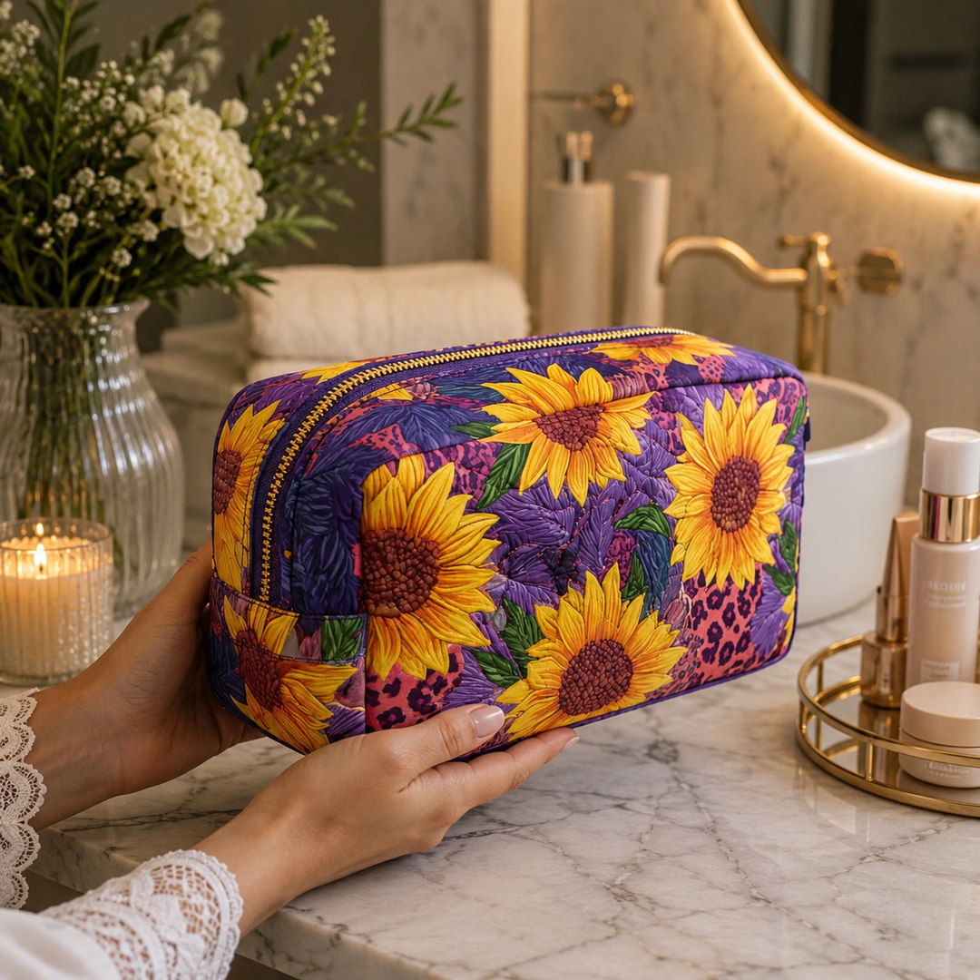 Sun Charm Quilted Makeup Bag 2
