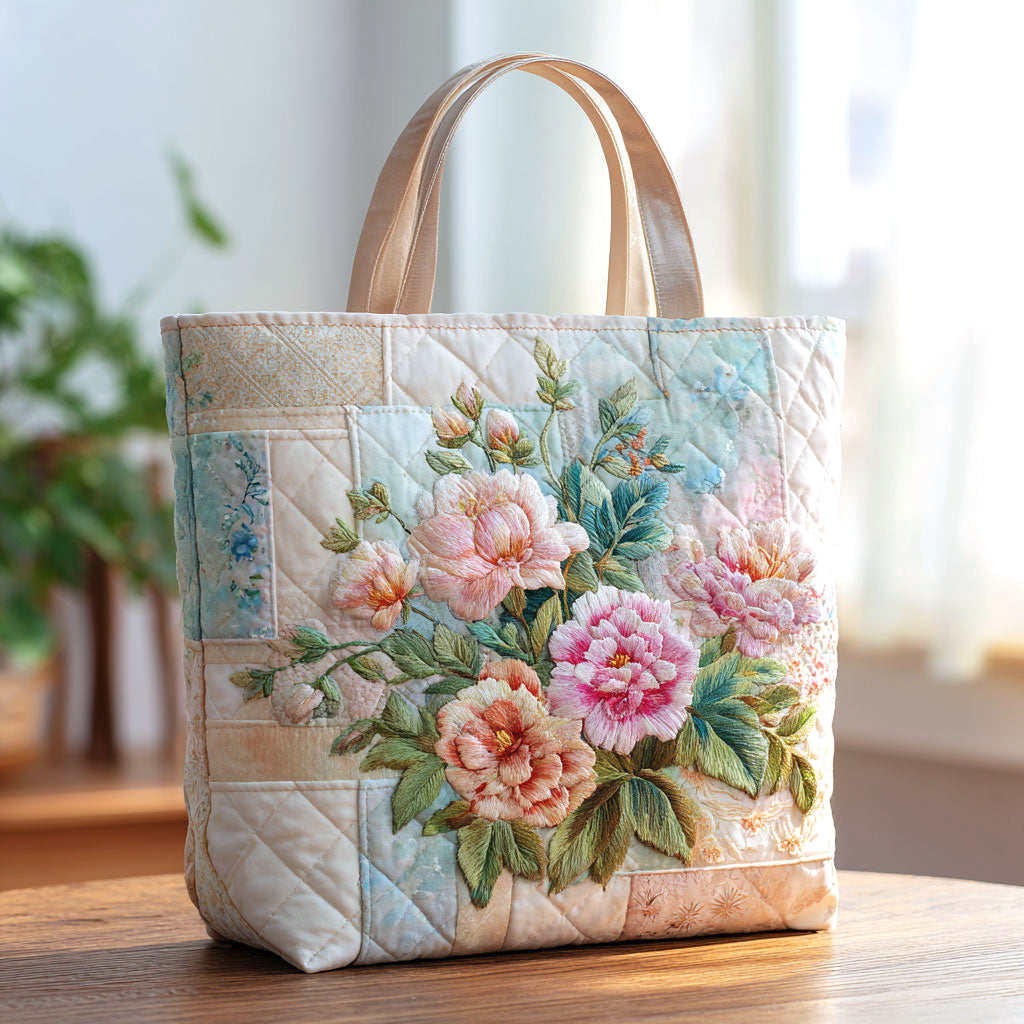 Flower Bloom Quilted Tote Bag 1