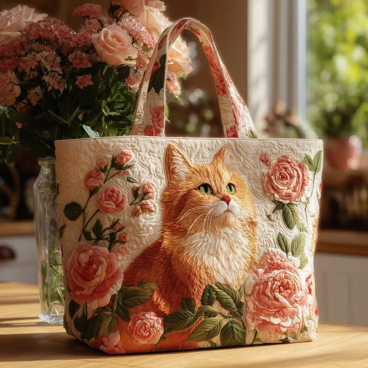 Artisan Bag - Orange Cat with Roses 1