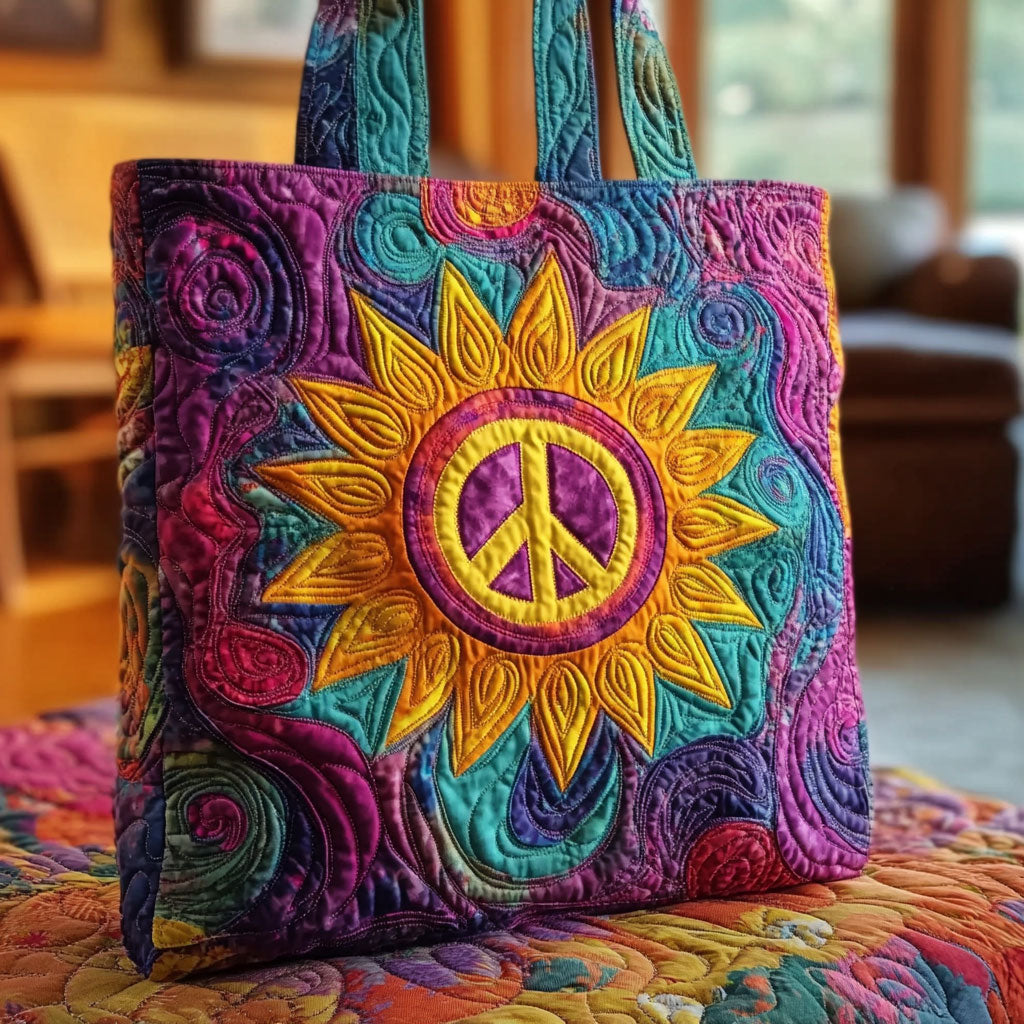 Earthy Sunflower Quilted Tote Bag 1