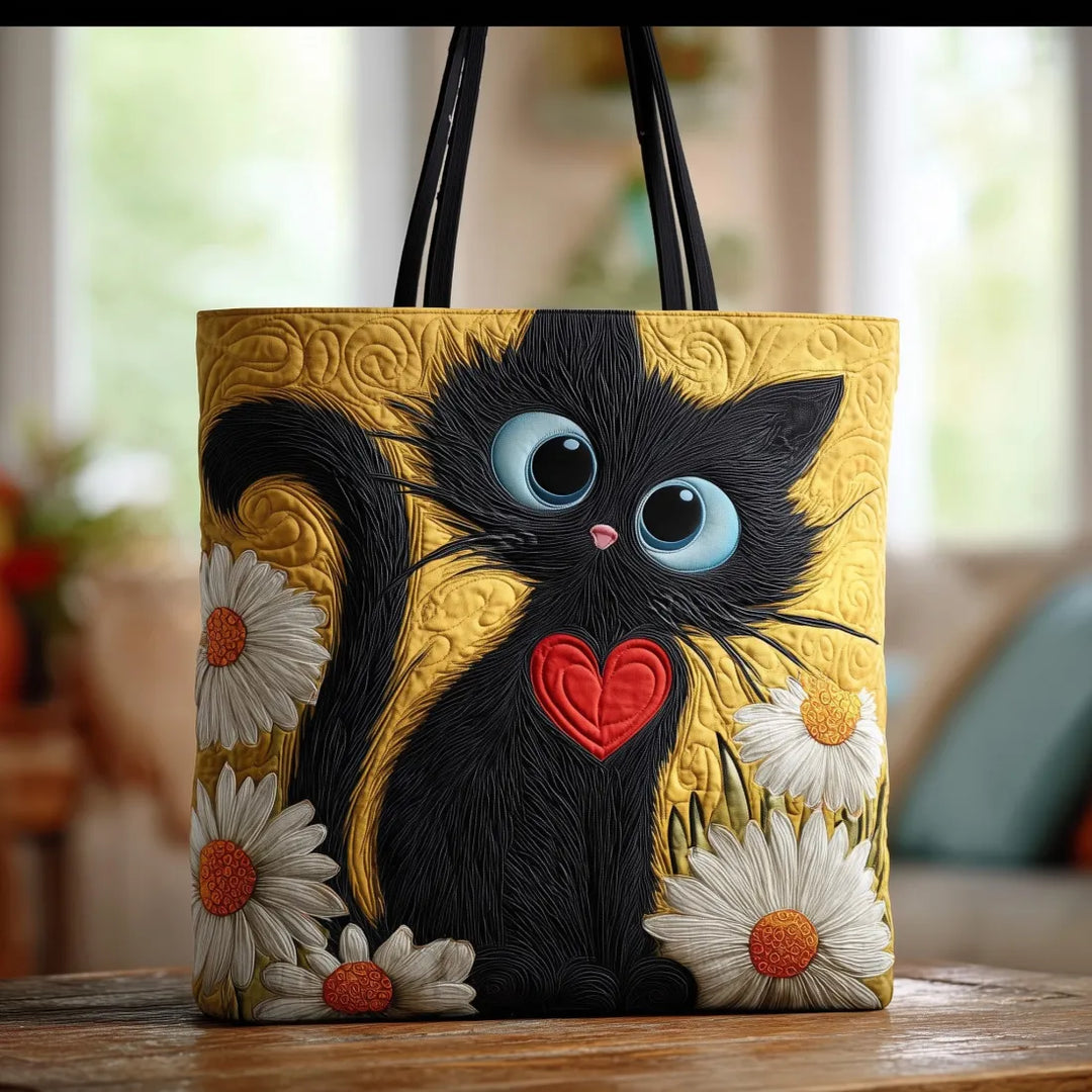 Artisanal Bag - Black Cat with Daisies 1