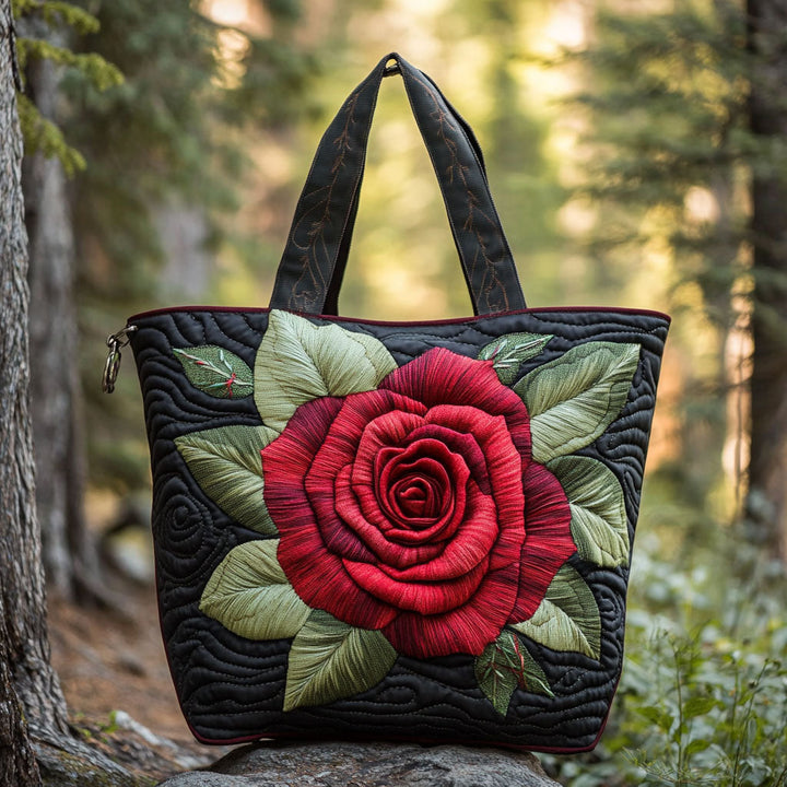 Elegant Rose Quilted Tote Bag 1