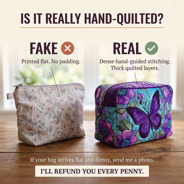 Butterfly Bloom Quilted Makeup Bag 3