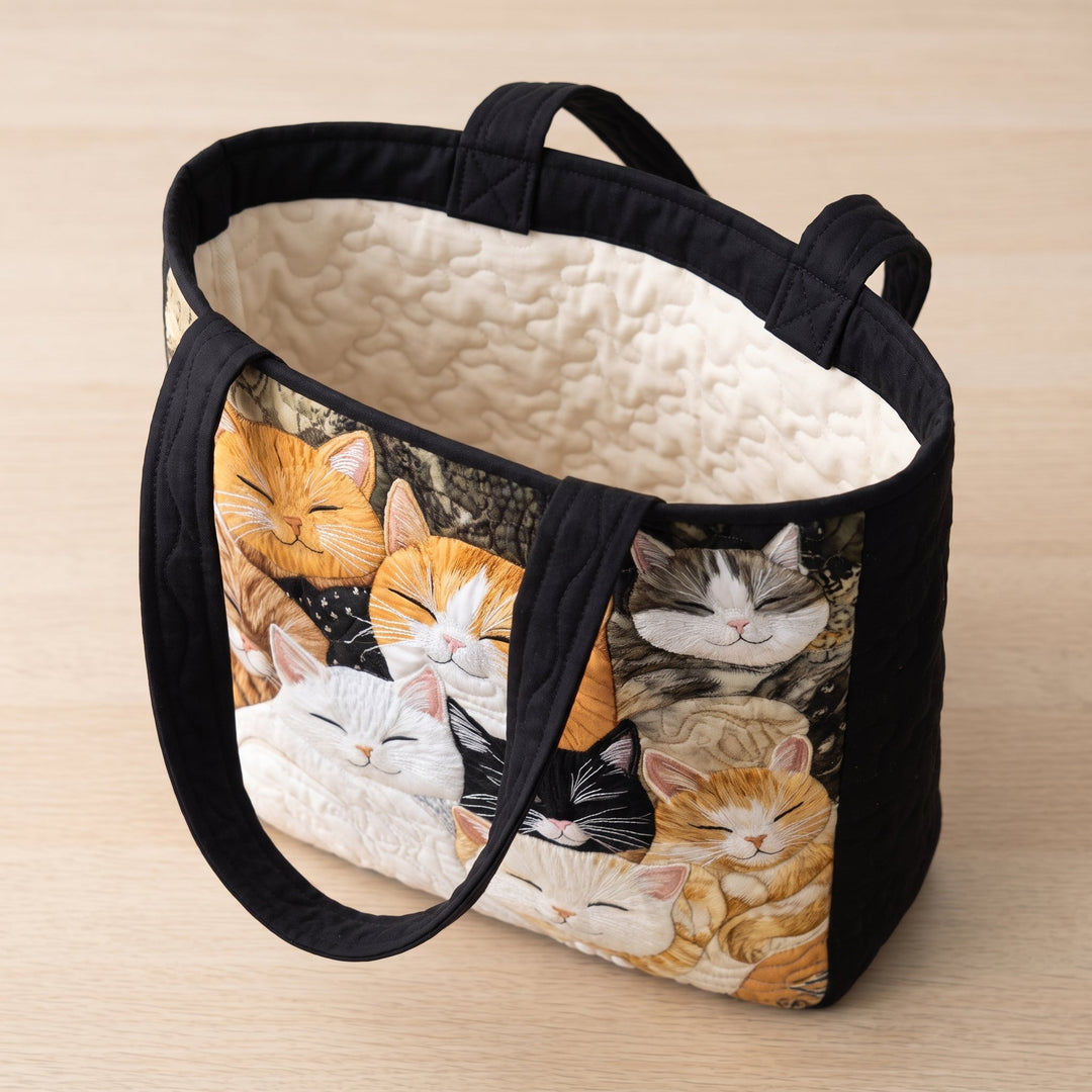 Artisanal Quilted Bag - Sleeping Kittens 3