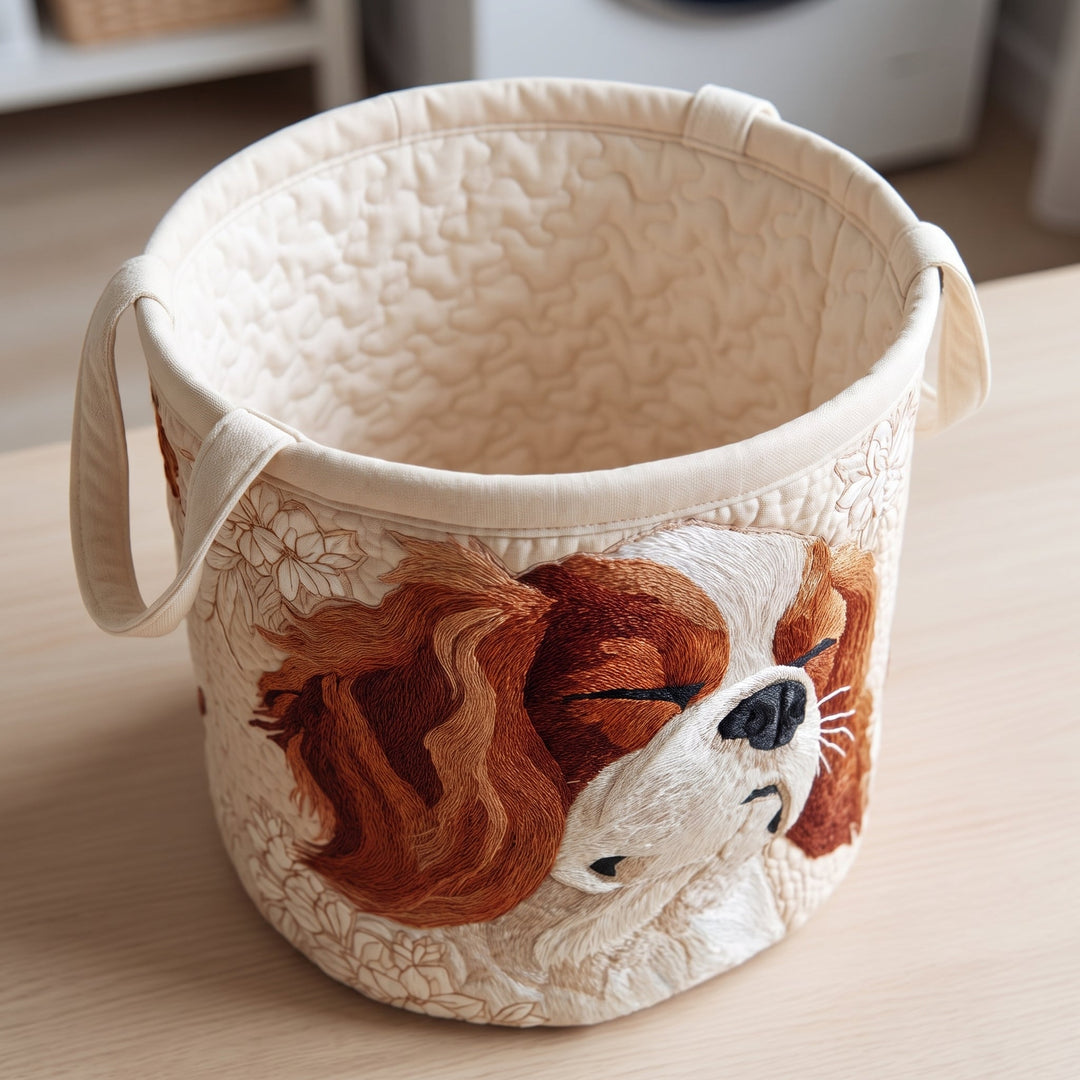 Cavalier King Charles Quilted Laundry Basket 2